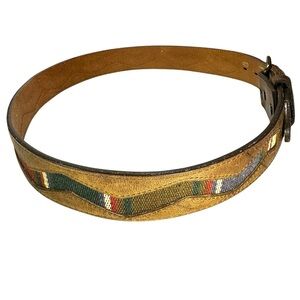 Torel Mens Laced Edge Ribbon Western Brown Leather Belt Size 36/90